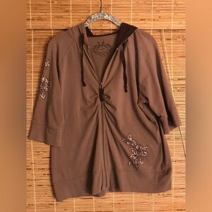 Vintage Cheetah Zipper Top 3/4 Sleeves Size XL